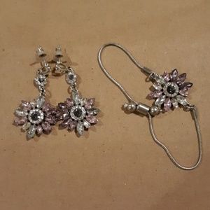 Matching Flower Earrings and Bracelet